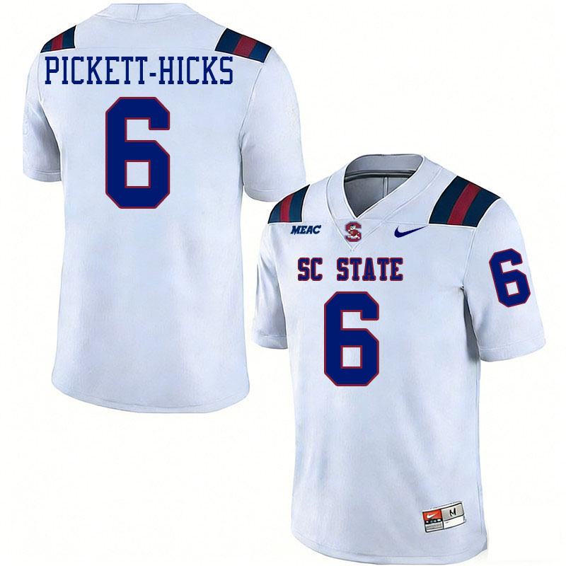 South Carolina State Bulldogs #6 Mason Pickett-Hicks College Football Jerseys,Uniforms Stitched-Whit